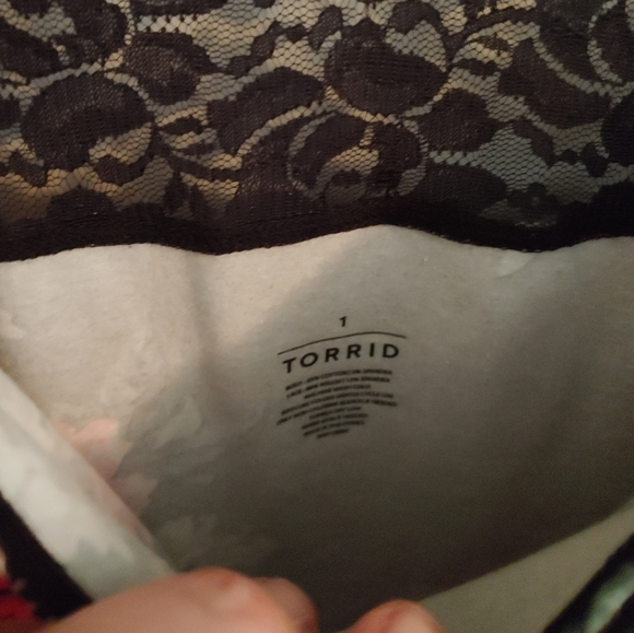 Beautiful Torrid Floral & Stretch Lace Top EUC - Picture 3 of 5